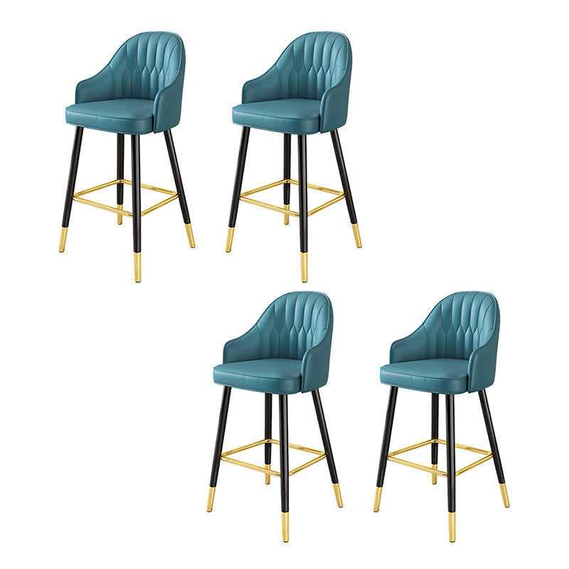 Modern Restaurant Armed Stool Matte Finish Leather Bar Stool Royal Blue 4 Piece Set Clearhalo 'Bar Furniture' 'Bar Stools' 'bar_stools' 'furn' 'furn_bar_stools' 'Furniture' 'Kitchen & Dining Furniture' 5790437