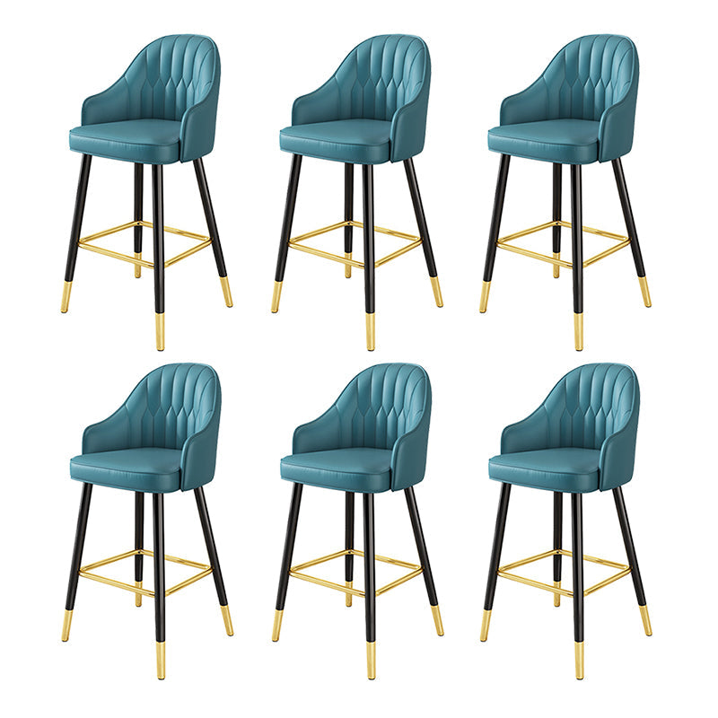 Modern Restaurant Armed Stool Matte Finish Leather Bar Stool Royal Blue 6 Piece Set Clearhalo 'Bar Furniture' 'Bar Stools' 'bar_stools' 'furn' 'furn_bar_stools' 'Furniture' 'Kitchen & Dining Furniture' 5790439