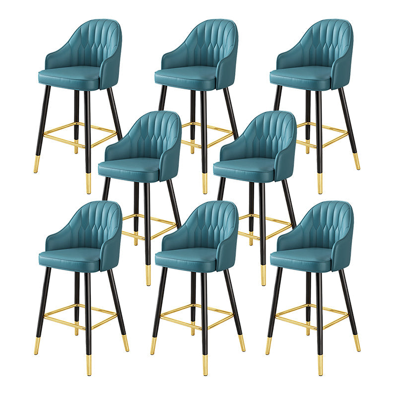 Modern Restaurant Armed Stool Matte Finish Leather Bar Stool Royal Blue 8 Piece Set Clearhalo 'Bar Furniture' 'Bar Stools' 'bar_stools' 'furn' 'furn_bar_stools' 'Furniture' 'Kitchen & Dining Furniture' 5790441
