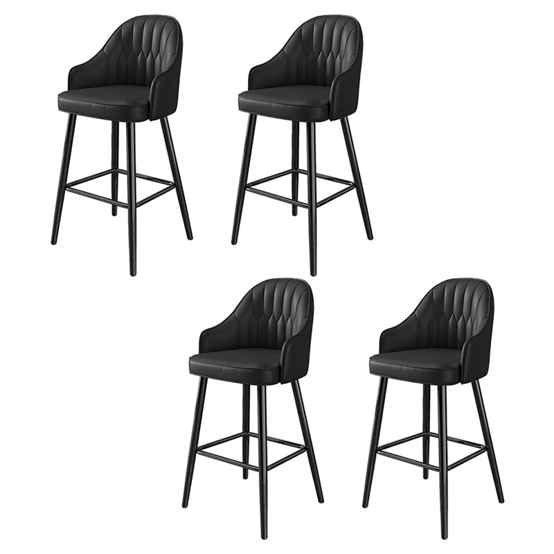 Modern Restaurant Armed Stool Matte Finish Leather Bar Stool Black 4 Piece Set Clearhalo 'Bar Furniture' 'Bar Stools' 'bar_stools' 'furn' 'furn_bar_stools' 'Furniture' 'Kitchen & Dining Furniture' 5790446