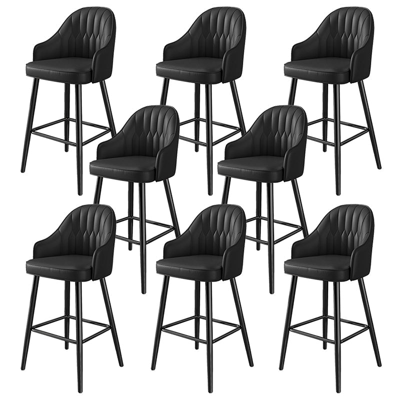 Modern Restaurant Armed Stool Matte Finish Leather Bar Stool Black 8 Piece Set Clearhalo 'Bar Furniture' 'Bar Stools' 'bar_stools' 'furn' 'furn_bar_stools' 'Furniture' 'Kitchen & Dining Furniture' 5790450