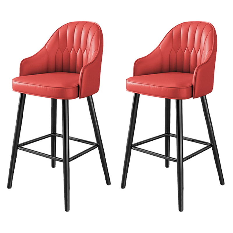 Modern Restaurant Armed Stool Matte Finish Leather Bar Stool Red 2 Piece Set Clearhalo 'Bar Furniture' 'Bar Stools' 'bar_stools' 'furn' 'furn_bar_stools' 'Furniture' 'Kitchen & Dining Furniture' 5790452