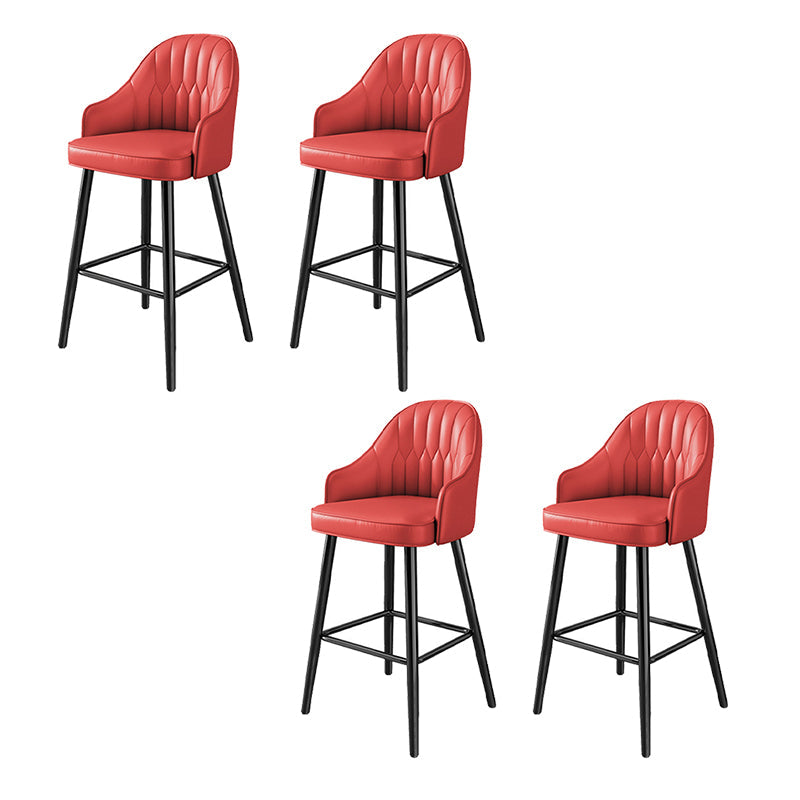 Modern Restaurant Armed Stool Matte Finish Leather Bar Stool Red 4 Piece Set Clearhalo 'Bar Furniture' 'Bar Stools' 'bar_stools' 'furn' 'furn_bar_stools' 'Furniture' 'Kitchen & Dining Furniture' 5790453