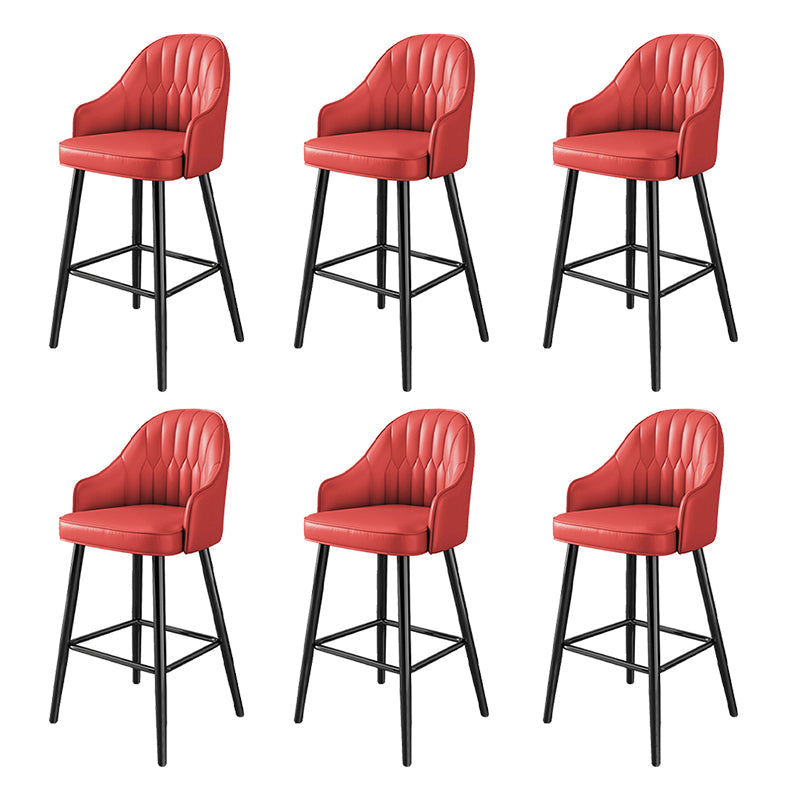 Modern Restaurant Armed Stool Matte Finish Leather Bar Stool Red 6 Piece Set Clearhalo 'Bar Furniture' 'Bar Stools' 'bar_stools' 'furn' 'furn_bar_stools' 'Furniture' 'Kitchen & Dining Furniture' 5790454