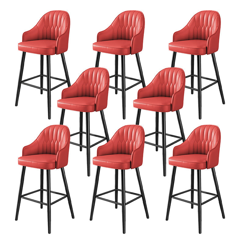 Modern Restaurant Armed Stool Matte Finish Leather Bar Stool Red 8 Piece Set Clearhalo 'Bar Furniture' 'Bar Stools' 'bar_stools' 'furn' 'furn_bar_stools' 'Furniture' 'Kitchen & Dining Furniture' 5790455