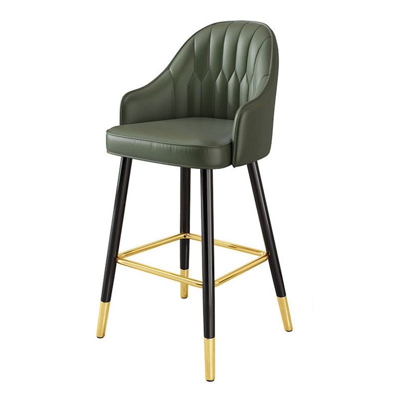 Modern Restaurant Armed Stool Matte Finish Leather Bar Stool Army Green 1 Piece Clearhalo 'Bar Furniture' 'Bar Stools' 'bar_stools' 'furn' 'furn_bar_stools' 'Furniture' 'Kitchen & Dining Furniture' 5790456