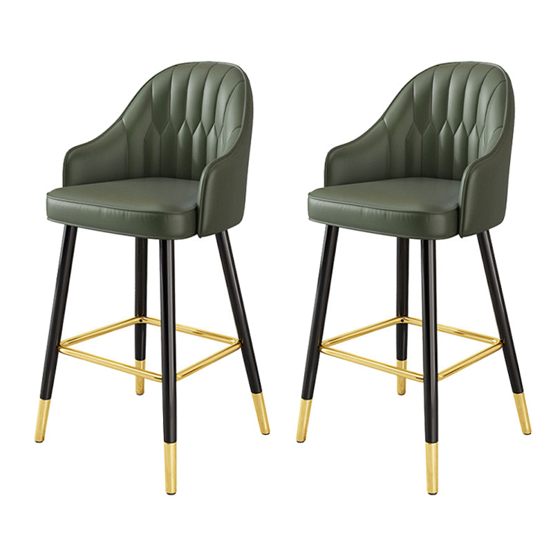 Modern Restaurant Armed Stool Matte Finish Leather Bar Stool Army Green 2 Piece Set Clearhalo 'Bar Furniture' 'Bar Stools' 'bar_stools' 'furn' 'furn_bar_stools' 'Furniture' 'Kitchen & Dining Furniture' 5790457