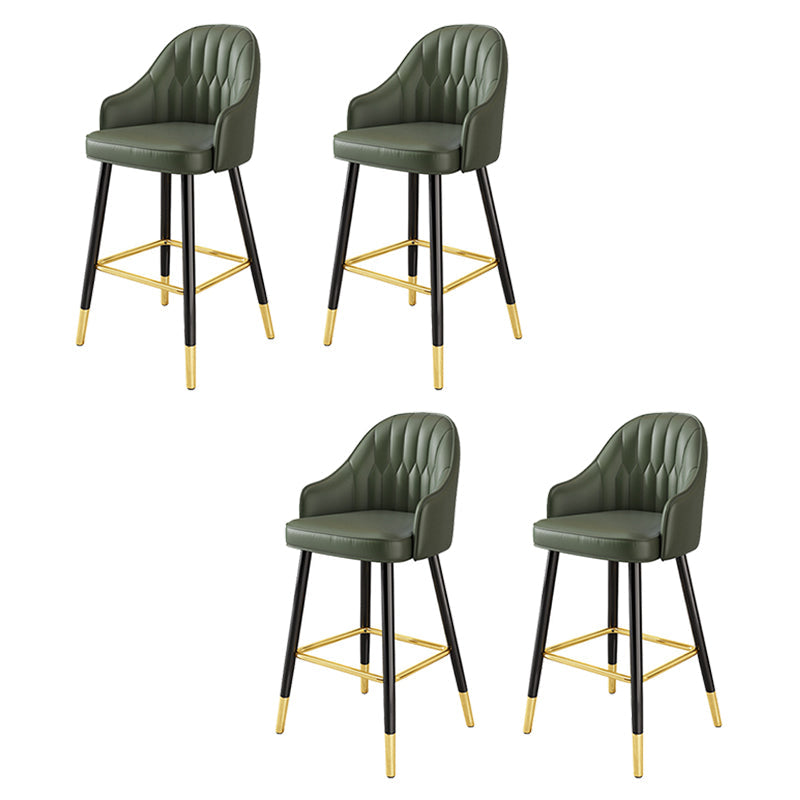 Modern Restaurant Armed Stool Matte Finish Leather Bar Stool Army Green 4 Piece Set Clearhalo 'Bar Furniture' 'Bar Stools' 'bar_stools' 'furn' 'furn_bar_stools' 'Furniture' 'Kitchen & Dining Furniture' 5790458
