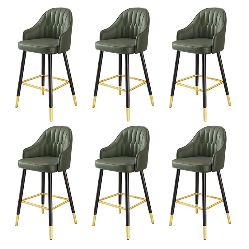 Modern Restaurant Armed Stool Matte Finish Leather Bar Stool Army Green 6 Piece Set Clearhalo 'Bar Furniture' 'Bar Stools' 'bar_stools' 'furn' 'furn_bar_stools' 'Furniture' 'Kitchen & Dining Furniture' 5790459