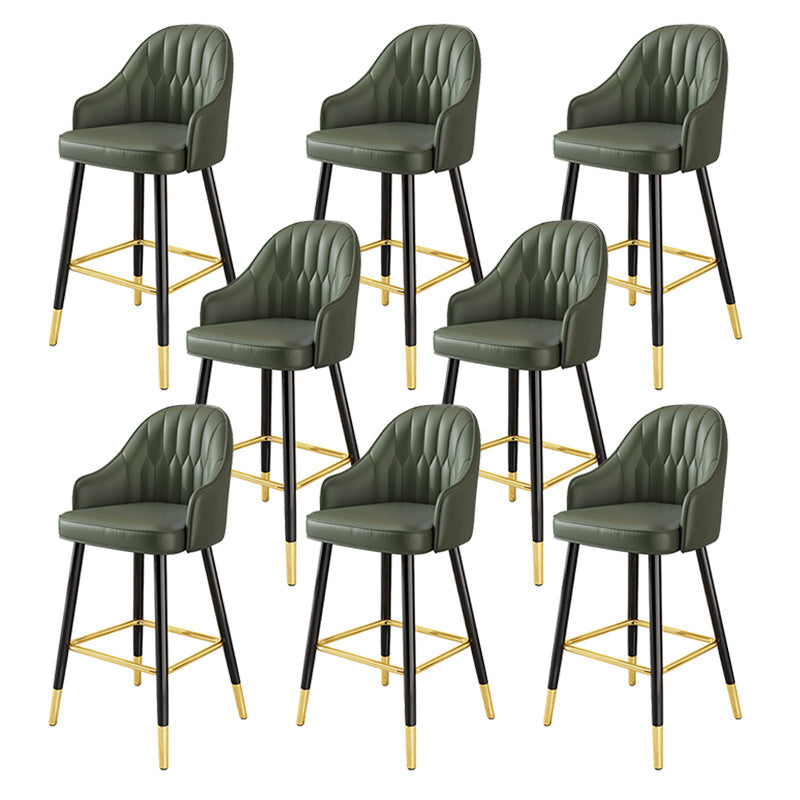 Modern Restaurant Armed Stool Matte Finish Leather Bar Stool Army Green 8 Piece Set Clearhalo 'Bar Furniture' 'Bar Stools' 'bar_stools' 'furn' 'furn_bar_stools' 'Furniture' 'Kitchen & Dining Furniture' 5790460
