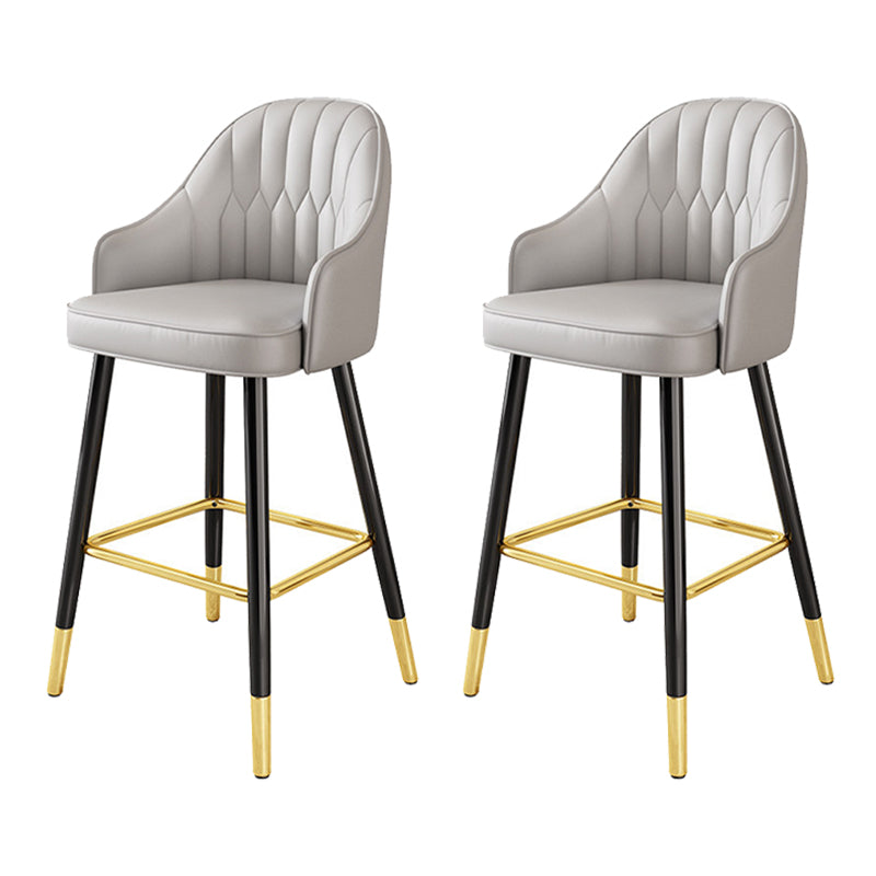 Modern Restaurant Armed Stool Matte Finish Leather Bar Stool Grey 2 Piece Set Clearhalo 'Bar Furniture' 'Bar Stools' 'bar_stools' 'furn' 'furn_bar_stools' 'Furniture' 'Kitchen & Dining Furniture' 5790461