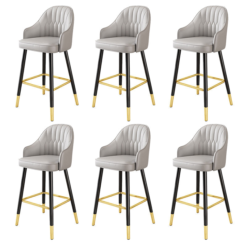 Modern Restaurant Armed Stool Matte Finish Leather Bar Stool Grey 6 Piece Set Clearhalo 'Bar Furniture' 'Bar Stools' 'bar_stools' 'furn' 'furn_bar_stools' 'Furniture' 'Kitchen & Dining Furniture' 5790463