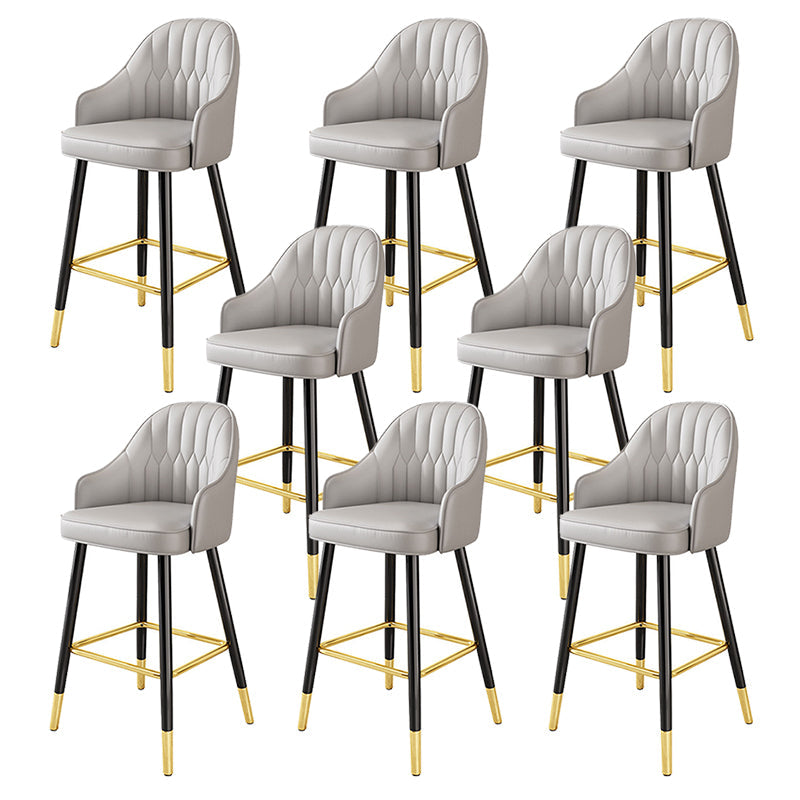 Modern Restaurant Armed Stool Matte Finish Leather Bar Stool Grey 8 Piece Set Clearhalo 'Bar Furniture' 'Bar Stools' 'bar_stools' 'furn' 'furn_bar_stools' 'Furniture' 'Kitchen & Dining Furniture' 5790464