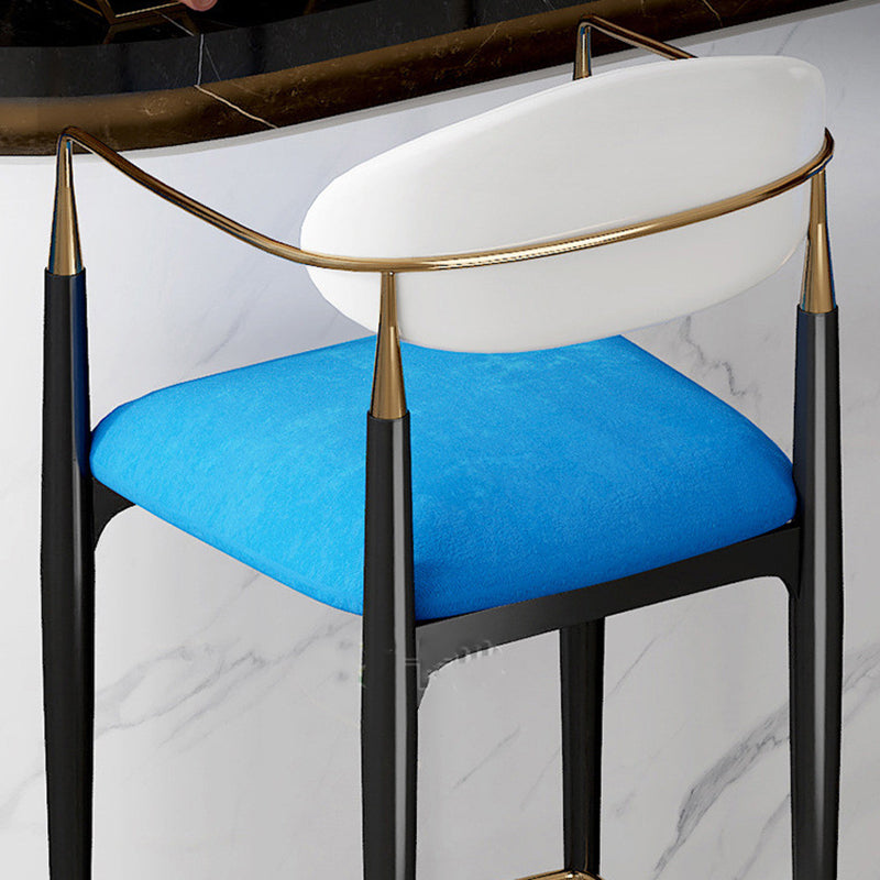 Sgabello da bar rettangolare con bracciolo industriale imbottito con schienale pieno