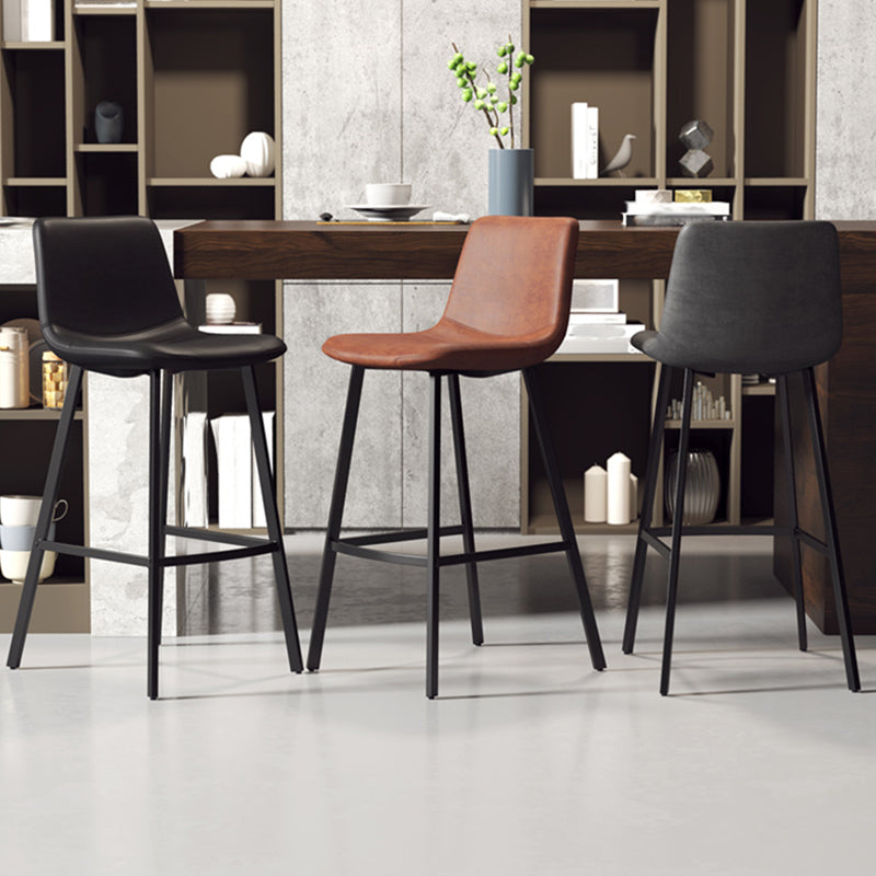 Taburete de cuero sintético sin brazo taburete de bar de reposapiés industrial