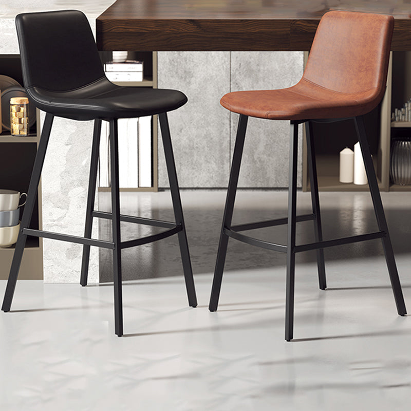 Taburete de cuero sintético sin brazo taburete de bar de reposapiés industrial