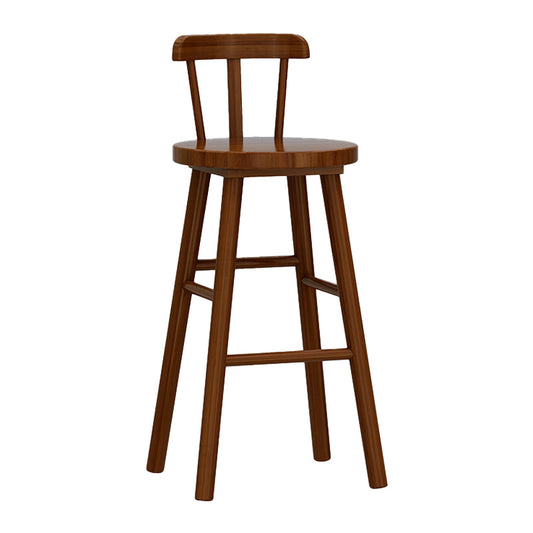 Solid Wood Footrest Counter Stool Modern Bar Stool with Low Back Brown 1 Piece