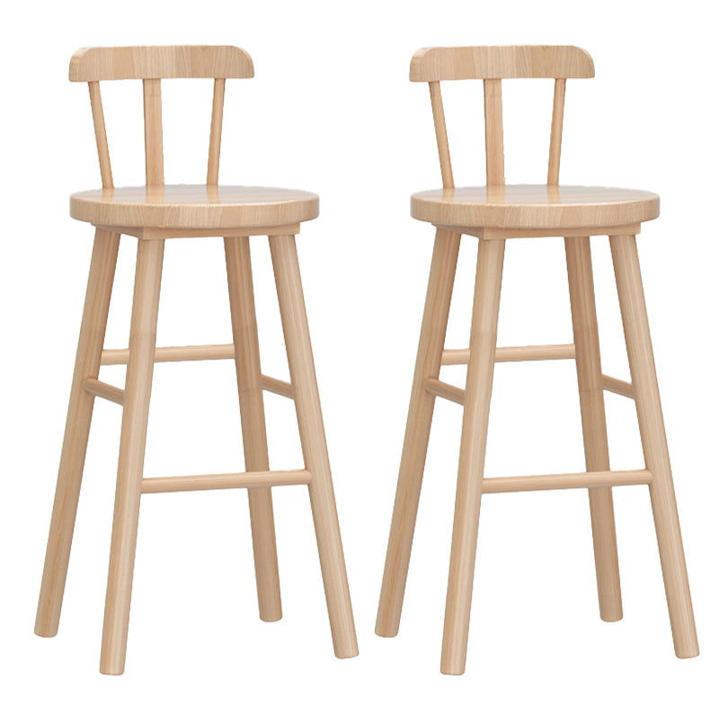 Sgabello da bar moderno a poggiapiedi in legno massiccio con corda