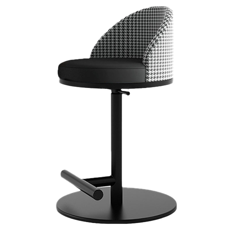 Adjustable Height Armless ar Chair Modern Upholstered Rotatable Bar Stool Black 1 Piece Counter Stool (23.5"H) Clearhalo 'Bar Furniture' 'Bar Stools' 'bar_stools' 'furn' 'furn_bar_stools' 'Furniture' 'Kitchen & Dining Furniture' 5790765