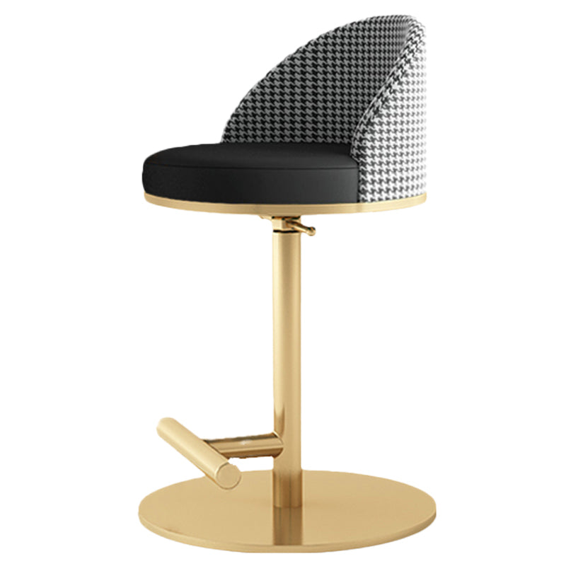 Adjustable Height Armless ar Chair Modern Upholstered Rotatable Bar Stool Black-Gold 1 Piece Counter Stool (23.5"H) Clearhalo 'Bar Furniture' 'Bar Stools' 'bar_stools' 'furn' 'furn_bar_stools' 'Furniture' 'Kitchen & Dining Furniture' 5790768