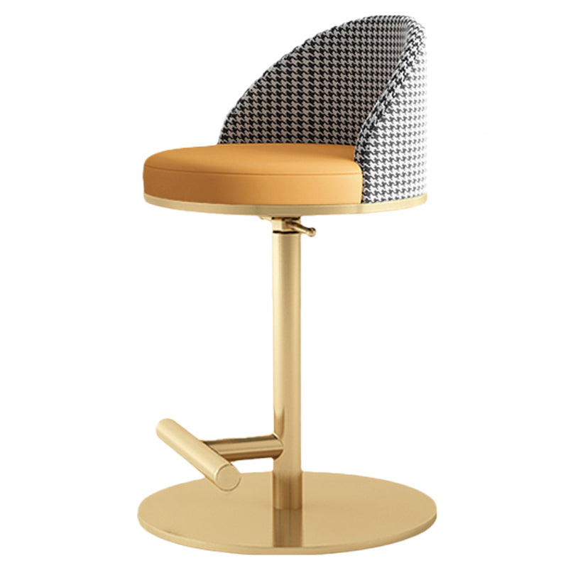 Adjustable Height Armless ar Chair Modern Upholstered Rotatable Bar Stool Orange Gold 1 Piece Counter Stool (23.5"H) Clearhalo 'Bar Furniture' 'Bar Stools' 'bar_stools' 'furn' 'furn_bar_stools' 'Furniture' 'Kitchen & Dining Furniture' 5790770