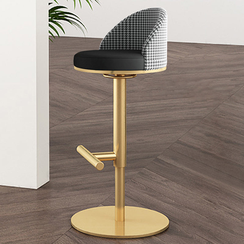 Adjustable Height Armless ar Chair Modern Upholstered Rotatable Bar Stool Black-Gold 1 Piece Bar Stool(31"H) Clearhalo 'Bar Furniture' 'Bar Stools' 'bar_stools' 'furn' 'furn_bar_stools' 'Furniture' 'Kitchen & Dining Furniture' 5790774