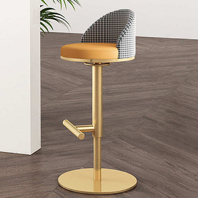 Adjustable Height Armless ar Chair Modern Upholstered Rotatable Bar Stool Orange Gold 1 Piece Bar Stool(31"H) Clearhalo 'Bar Furniture' 'Bar Stools' 'bar_stools' 'furn' 'furn_bar_stools' 'Furniture' 'Kitchen & Dining Furniture' 5790775