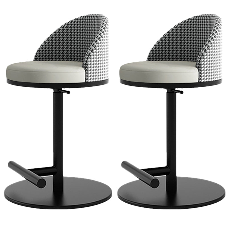 Adjustable Height Armless ar Chair Modern Upholstered Rotatable Bar Stool Grey 2 Piece Set Counter Stool (23.5"H) Clearhalo 'Bar Furniture' 'Bar Stools' 'bar_stools' 'furn' 'furn_bar_stools' 'Furniture' 'Kitchen & Dining Furniture' 5790778
