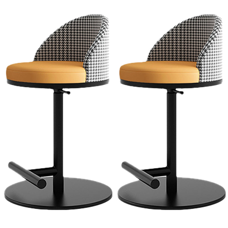 Adjustable Height Armless ar Chair Modern Upholstered Rotatable Bar Stool Orange 2 Piece Set Counter Stool (23.5"H) Clearhalo 'Bar Furniture' 'Bar Stools' 'bar_stools' 'furn' 'furn_bar_stools' 'Furniture' 'Kitchen & Dining Furniture' 5790780