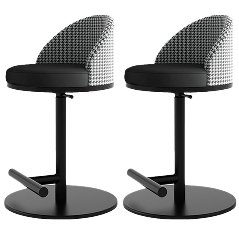 Adjustable Height Armless ar Chair Modern Upholstered Rotatable Bar Stool Black 2 Piece Set Counter Stool (23.5"H) Clearhalo 'Bar Furniture' 'Bar Stools' 'bar_stools' 'furn' 'furn_bar_stools' 'Furniture' 'Kitchen & Dining Furniture' 5790781