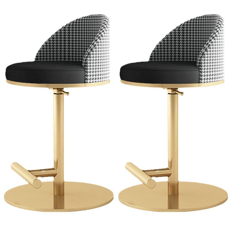 Adjustable Height Armless ar Chair Modern Upholstered Rotatable Bar Stool Black-Gold 2 Piece Set Counter Stool (23.5"H) Clearhalo 'Bar Furniture' 'Bar Stools' 'bar_stools' 'furn' 'furn_bar_stools' 'Furniture' 'Kitchen & Dining Furniture' 5790782