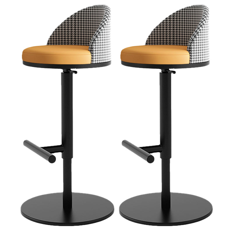 Adjustable Height Armless ar Chair Modern Upholstered Rotatable Bar Stool Orange 2 Piece Set Bar Stool(31"H) Clearhalo 'Bar Furniture' 'Bar Stools' 'bar_stools' 'furn' 'furn_bar_stools' 'Furniture' 'Kitchen & Dining Furniture' 5790785