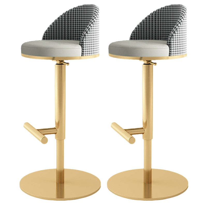 Adjustable Height Armless ar Chair Modern Upholstered Rotatable Bar Stool Grey-Gold 2 Piece Set Bar Stool(31"H) Clearhalo 'Bar Furniture' 'Bar Stools' 'bar_stools' 'furn' 'furn_bar_stools' 'Furniture' 'Kitchen & Dining Furniture' 5790786