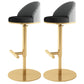 Adjustable Height Armless ar Chair Modern Upholstered Rotatable Bar Stool Black-Gold 2 Piece Set Bar Stool(31"H) Clearhalo 'Bar Furniture' 'Bar Stools' 'bar_stools' 'furn' 'furn_bar_stools' 'Furniture' 'Kitchen & Dining Furniture' 5790787