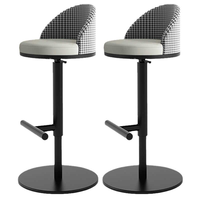 Adjustable Height Armless ar Chair Modern Upholstered Rotatable Bar Stool Grey 2 Piece Set Bar Stool(31"H) Clearhalo 'Bar Furniture' 'Bar Stools' 'bar_stools' 'furn' 'furn_bar_stools' 'Furniture' 'Kitchen & Dining Furniture' 5790788