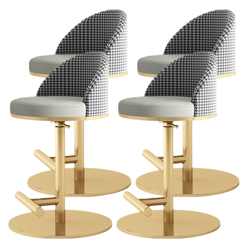 Adjustable Height Armless ar Chair Modern Upholstered Rotatable Bar Stool Grey-Gold 4 Piece Set Counter Stool (23.5"H) Clearhalo 'Bar Furniture' 'Bar Stools' 'bar_stools' 'furn' 'furn_bar_stools' 'Furniture' 'Kitchen & Dining Furniture' 5790791