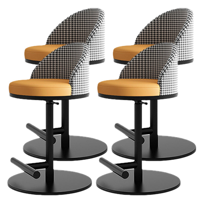 Adjustable Height Armless ar Chair Modern Upholstered Rotatable Bar Stool Orange 4 Piece Set Counter Stool (23.5"H) Clearhalo 'Bar Furniture' 'Bar Stools' 'bar_stools' 'furn' 'furn_bar_stools' 'Furniture' 'Kitchen & Dining Furniture' 5790792