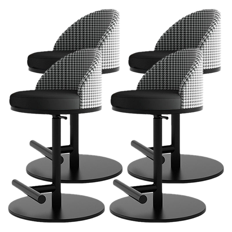 Adjustable Height Armless ar Chair Modern Upholstered Rotatable Bar Stool Black 4 Piece Set Counter Stool (23.5"H) Clearhalo 'Bar Furniture' 'Bar Stools' 'bar_stools' 'furn' 'furn_bar_stools' 'Furniture' 'Kitchen & Dining Furniture' 5790793