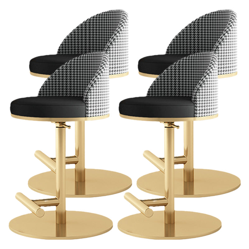 Adjustable Height Armless ar Chair Modern Upholstered Rotatable Bar Stool Black-Gold 4 Piece Set Counter Stool (23.5"H) Clearhalo 'Bar Furniture' 'Bar Stools' 'bar_stools' 'furn' 'furn_bar_stools' 'Furniture' 'Kitchen & Dining Furniture' 5790794