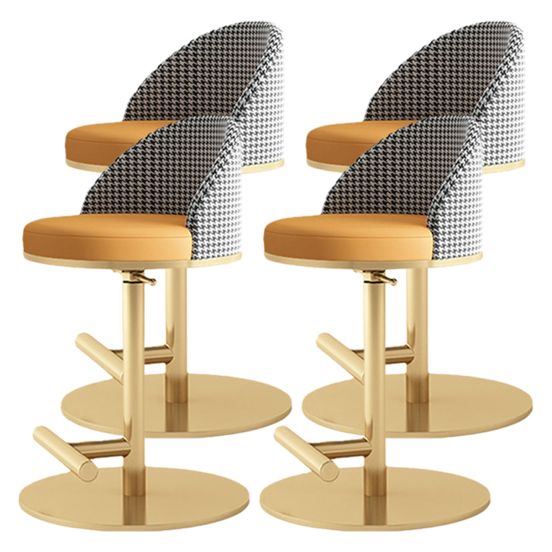 Adjustable Height Armless ar Chair Modern Upholstered Rotatable Bar Stool Orange Gold 4 Piece Set Counter Stool (23.5"H) Clearhalo 'Bar Furniture' 'Bar Stools' 'bar_stools' 'furn' 'furn_bar_stools' 'Furniture' 'Kitchen & Dining Furniture' 5790795