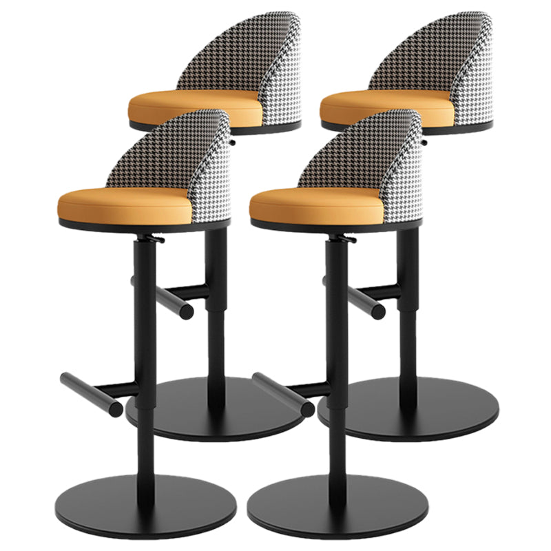 Adjustable Height Armless ar Chair Modern Upholstered Rotatable Bar Stool Orange 4 Piece Set Bar Stool(31"H) Clearhalo 'Bar Furniture' 'Bar Stools' 'bar_stools' 'furn' 'furn_bar_stools' 'Furniture' 'Kitchen & Dining Furniture' 5790797