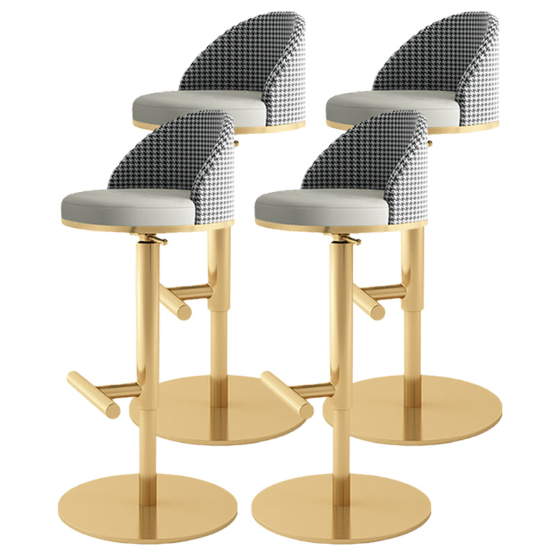 Adjustable Height Armless ar Chair Modern Upholstered Rotatable Bar Stool Grey-Gold 4 Piece Set Bar Stool(31"H) Clearhalo 'Bar Furniture' 'Bar Stools' 'bar_stools' 'furn' 'furn_bar_stools' 'Furniture' 'Kitchen & Dining Furniture' 5790798