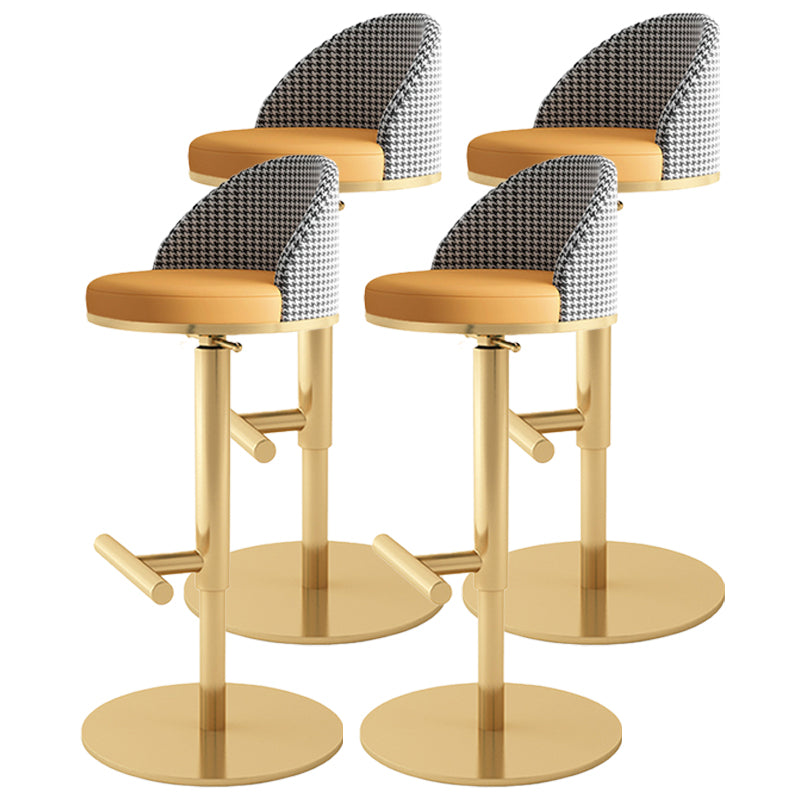 Adjustable Height Armless ar Chair Modern Upholstered Rotatable Bar Stool Orange Gold 4 Piece Set Bar Stool(31"H) Clearhalo 'Bar Furniture' 'Bar Stools' 'bar_stools' 'furn' 'furn_bar_stools' 'Furniture' 'Kitchen & Dining Furniture' 5790801