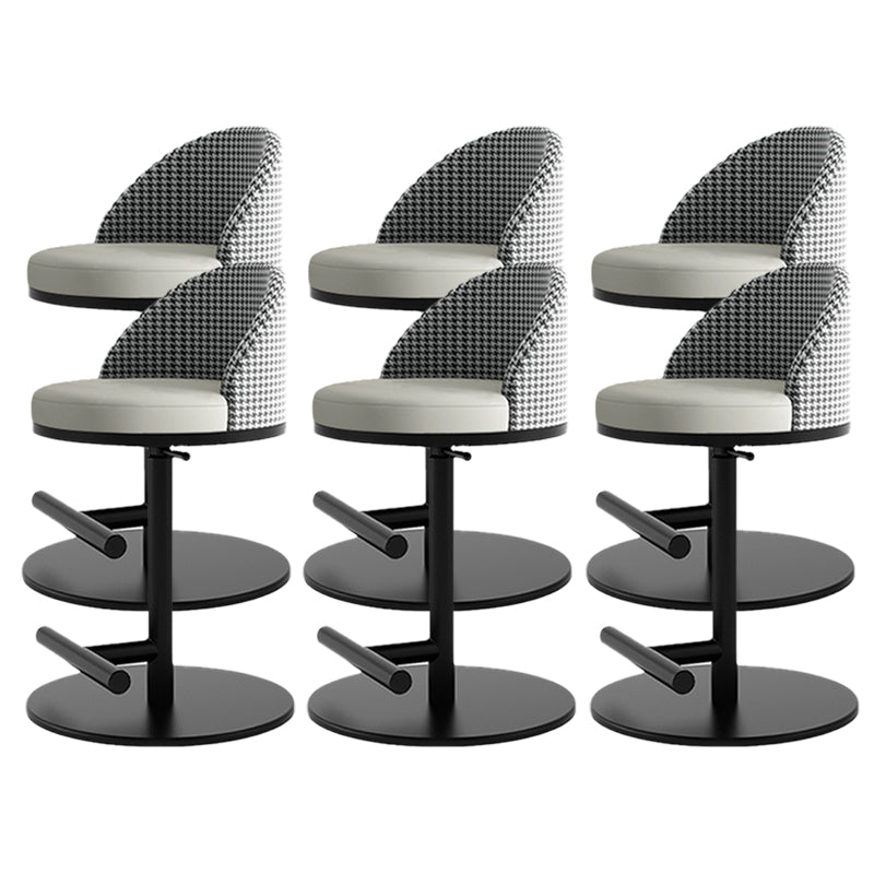 Adjustable Height Armless ar Chair Modern Upholstered Rotatable Bar Stool Grey 6 Piece Set Counter Stool (23.5"H) Clearhalo 'Bar Furniture' 'Bar Stools' 'bar_stools' 'furn' 'furn_bar_stools' 'Furniture' 'Kitchen & Dining Furniture' 5790802