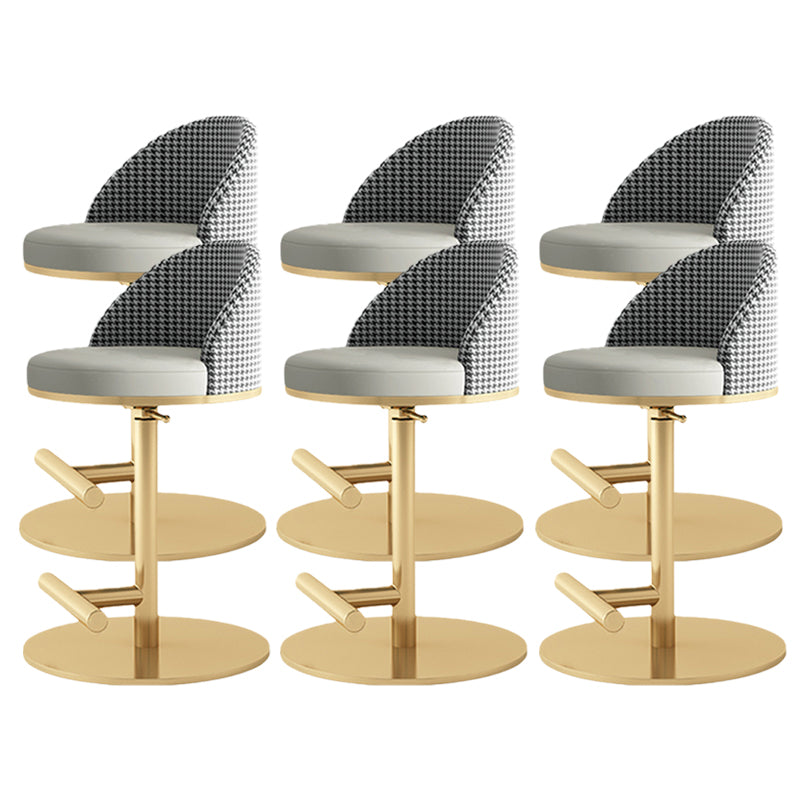 Adjustable Height Armless ar Chair Modern Upholstered Rotatable Bar Stool Grey-Gold 6 Piece Set Counter Stool (23.5"H) Clearhalo 'Bar Furniture' 'Bar Stools' 'bar_stools' 'furn' 'furn_bar_stools' 'Furniture' 'Kitchen & Dining Furniture' 5790803