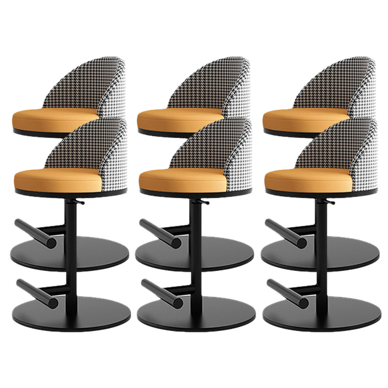 Adjustable Height Armless ar Chair Modern Upholstered Rotatable Bar Stool Orange 6 Piece Set Counter Stool (23.5"H) Clearhalo 'Bar Furniture' 'Bar Stools' 'bar_stools' 'furn' 'furn_bar_stools' 'Furniture' 'Kitchen & Dining Furniture' 5790804