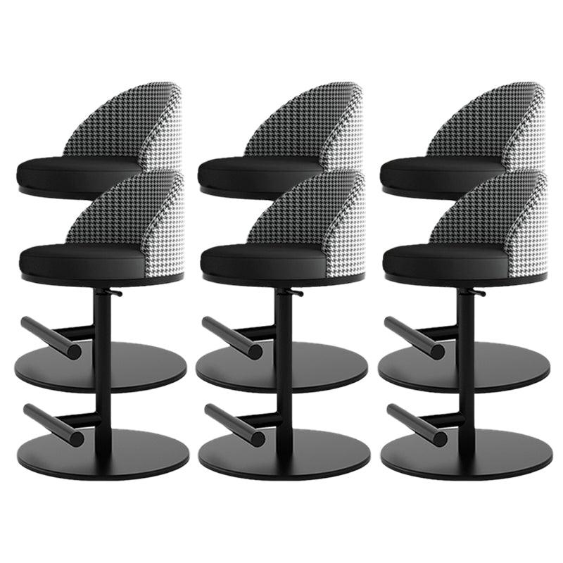 Adjustable Height Armless ar Chair Modern Upholstered Rotatable Bar Stool Black 6 Piece Set Counter Stool (23.5"H) Clearhalo 'Bar Furniture' 'Bar Stools' 'bar_stools' 'furn' 'furn_bar_stools' 'Furniture' 'Kitchen & Dining Furniture' 5790805