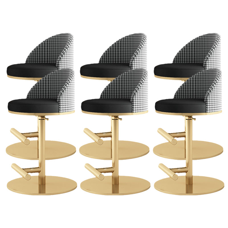 Adjustable Height Armless ar Chair Modern Upholstered Rotatable Bar Stool Black-Gold 6 Piece Set Counter Stool (23.5"H) Clearhalo 'Bar Furniture' 'Bar Stools' 'bar_stools' 'furn' 'furn_bar_stools' 'Furniture' 'Kitchen & Dining Furniture' 5790806