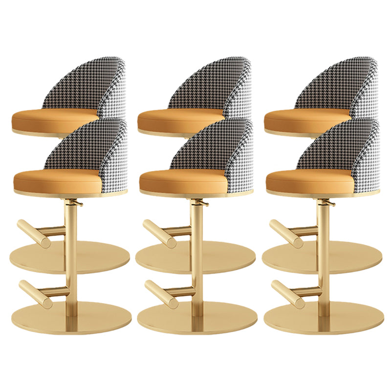 Adjustable Height Armless ar Chair Modern Upholstered Rotatable Bar Stool Orange Gold 6 Piece Set Counter Stool (23.5"H) Clearhalo 'Bar Furniture' 'Bar Stools' 'bar_stools' 'furn' 'furn_bar_stools' 'Furniture' 'Kitchen & Dining Furniture' 5790807