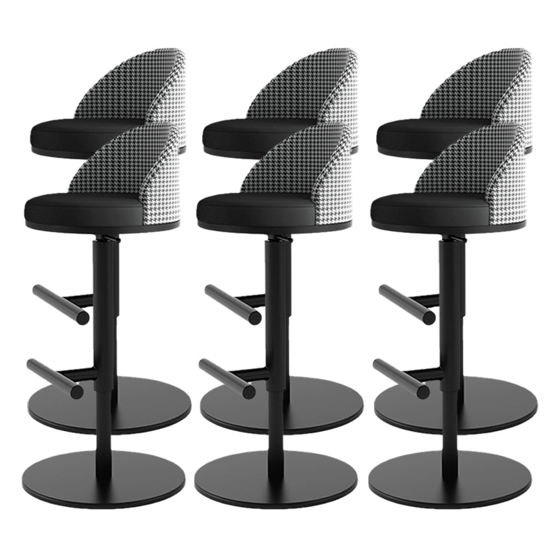 Adjustable Height Armless ar Chair Modern Upholstered Rotatable Bar Stool Black 6 Piece Set Bar Stool(31"H) Clearhalo 'Bar Furniture' 'Bar Stools' 'bar_stools' 'furn' 'furn_bar_stools' 'Furniture' 'Kitchen & Dining Furniture' 5790808